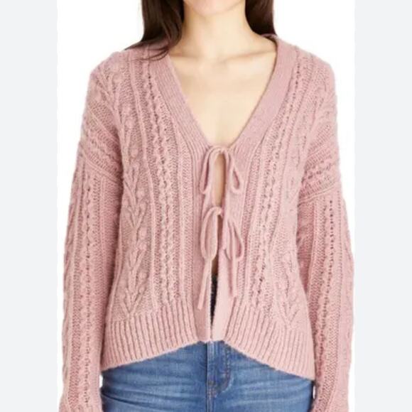 Madewell Cable Tie-Front Sweater - Picture 1 of 9